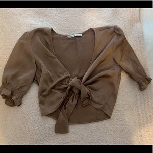 Abercrombie Front Tie Puff Sleeve Top